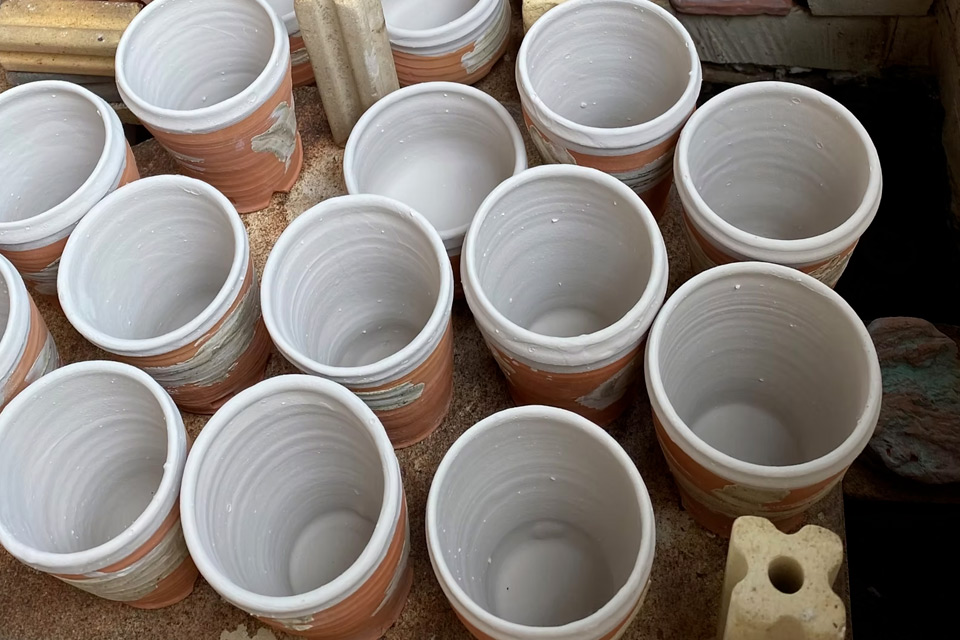 Ceramic pots in kiln