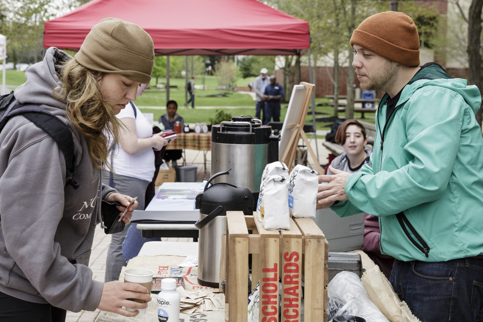 Student purchasing goods from a vendor
