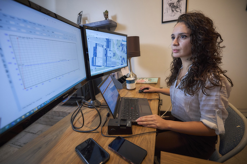 Student looking at computer