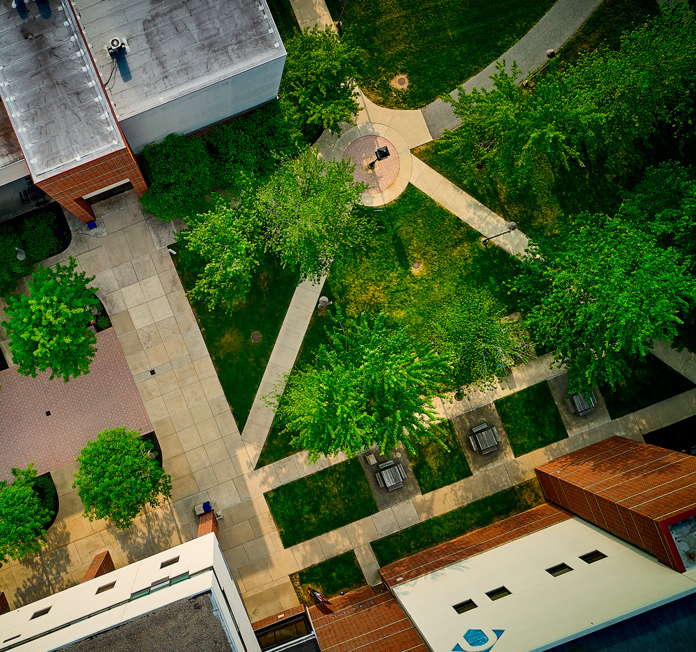Aerial photo of the Bethlehem campus quad