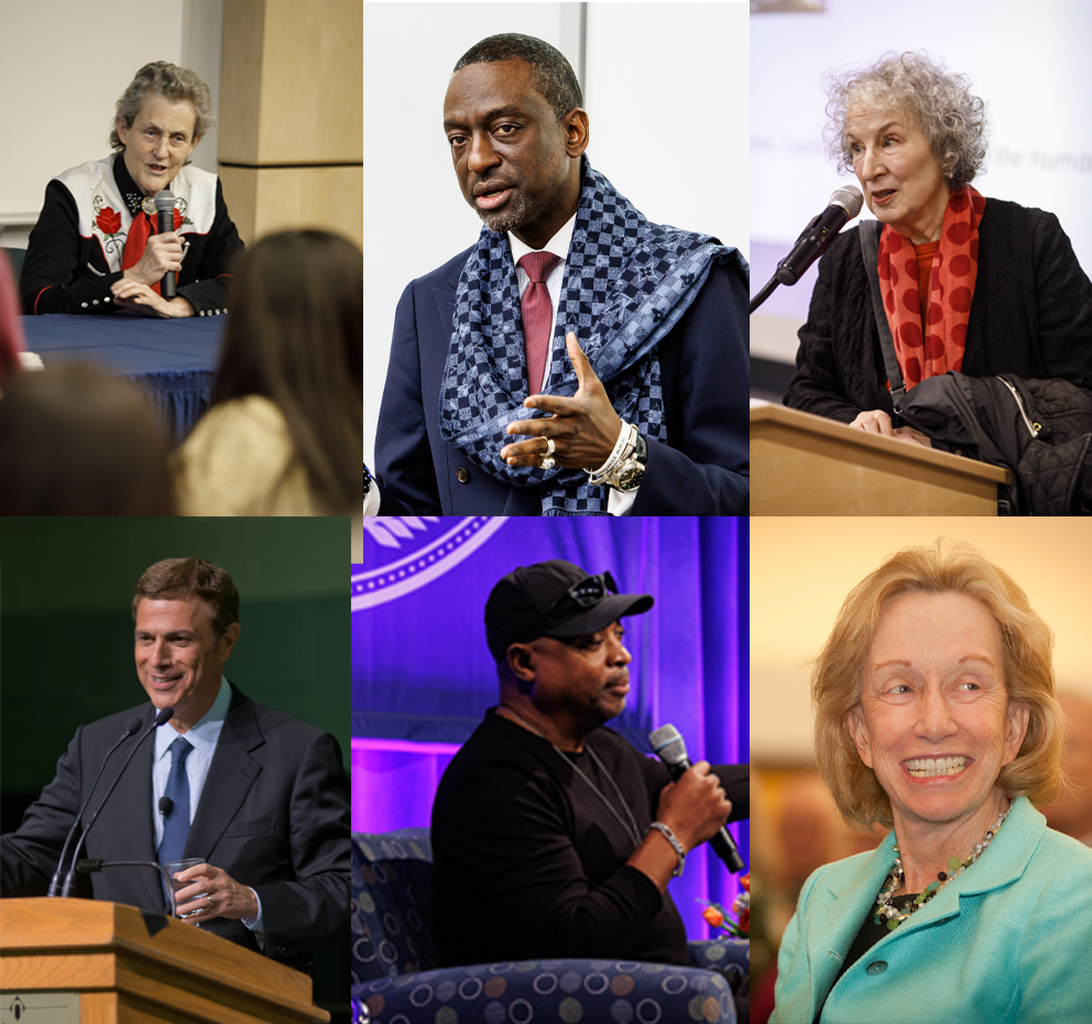 collage of past humanities speakers at NCC